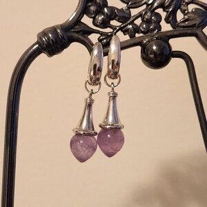 Links of London Sterling Silver Amethyst Teardrop Hoop Earrings